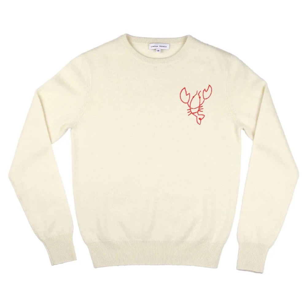 Lingua Franca Embroidered Lobster Crewneck